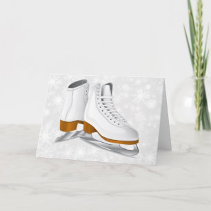 Cartes Pour Fêtes Annuelles paire de patins à glace blanche