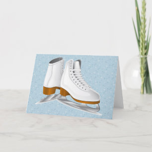 Cartes Pour Fêtes Annuelles paire de patins à glace blanche