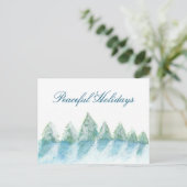 Cartes Pour Fêtes Annuelles Paisible Forêt d'hiver Aquarelle Script Noël (Debout devant)