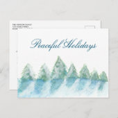 Cartes Pour Fêtes Annuelles Paisible Forêt d'hiver Aquarelle Script Noël (Devant / Derrière)