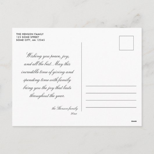 Cartes Pour Fêtes Annuelles Paisible Forêt d'hiver Aquarelle Script Noël (Dos)