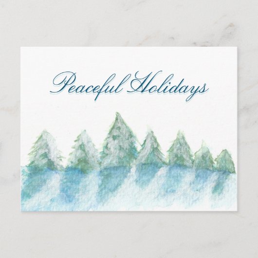 Cartes Pour Fêtes Annuelles Paisible Forêt d'hiver Aquarelle Script Noël (Devant)