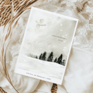 Cartes Pour Fêtes Annuelles Paisible minimale de Noël Pin Neige