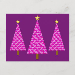 Cartes Pour Fêtes Annuelles Paisley violet arbres de Noël modernes