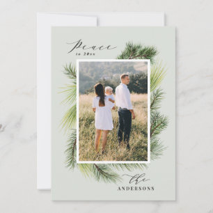 Cartes Pour Fêtes Annuelles Paix à 2020 feuillage de pin moderne Noël
