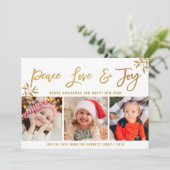 Cartes Pour Fêtes Annuelles PAIX AIMER JOIE | écriture or noël (Debout devant)