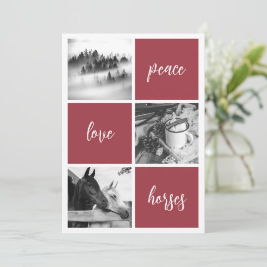 Cartes Pour Fêtes Annuelles Paix amour chevaux Amoureux de chevaux Noël Vacanc (Debout devant)