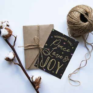 Cartes Pour Fêtes Annuelles Paix, Amour et Joie Typographie 3 Photo Noël