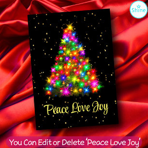 Cartes Pour Fêtes Annuelles Paix Amour Joie Lumières de l'Arbre de Noël 2 Face