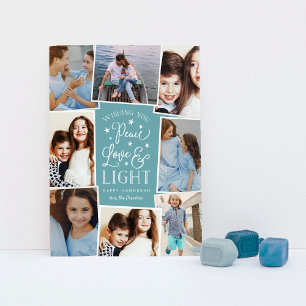 Cartes Pour Fêtes Annuelles Paix, Amour & Lumière Hanukkah Photo Collage