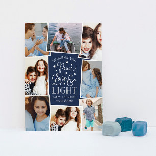 Cartes Pour Fêtes Annuelles Paix, Amour & Lumière   Hanukkah Photomontage