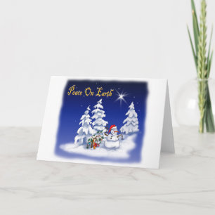 Cartes Pour Fêtes Annuelles paix d'homme de neige sur terre