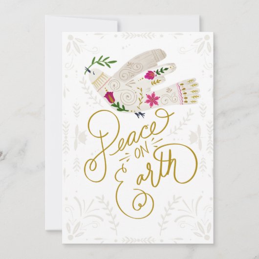 Cartes Pour Fêtes Annuelles Paix Élégante sur Terre Colombe de Fêtes (Devant)