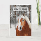 Cartes Pour Fêtes Annuelles Paix en français sur Terre Cheval d'hiver (Devant)