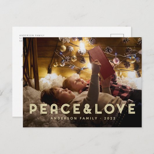 Cartes Pour Fêtes Annuelles Paix et amour Typographie simple moderne (Devant / Derrière)