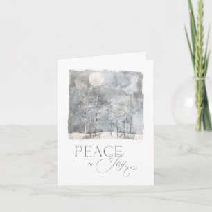 Cartes Pour Fêtes Annuelles Paix et Joie de la Lune d'Hiver aquarelle de vacan