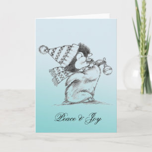 Cartes Pour Fêtes Annuelles Paix et joie des pingouins