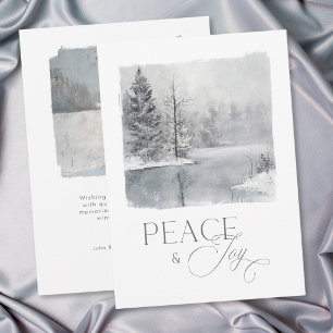 Cartes Pour Fêtes Annuelles Paix et Joie d'Hiver Aquarelle Photo Fêtes