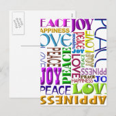 Cartes Pour Fêtes Annuelles Paix Joie Amour Bonheur (Devant / Derrière)