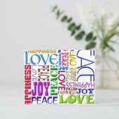 Cartes Pour Fêtes Annuelles Paix Joie Amour Bonheur (Debout devant)