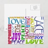 Cartes Pour Fêtes Annuelles Paix Joie Amour Bonheur (Devant / Derrière)