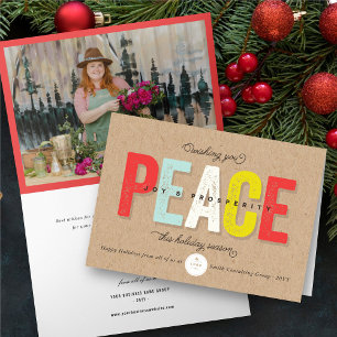 Cartes Pour Fêtes Annuelles Paix, Joie Et Prospérité Audacieuse Typographie Af