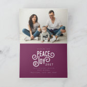 CARTES POUR FÊTES ANNUELLES PAIX + JOY (PLUM) (Intérieur)