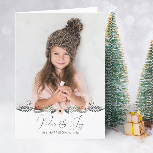 Cartes Pour Fêtes Annuelles Paix moderne et joie Noël Photo botanique