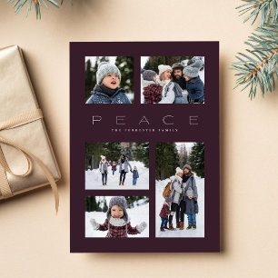 Cartes Pour Fêtes Annuelles Paix moderne minimal 5 photo violet Noël