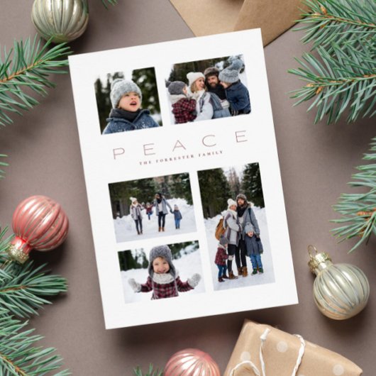 Cartes Pour Fêtes Annuelles Paix moderne minimum 5 photo Noël