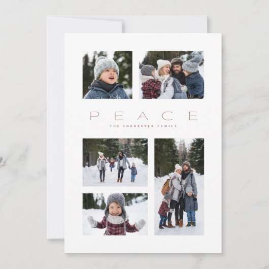 Cartes Pour Fêtes Annuelles Paix moderne minimum 5 photo Noël (Devant)