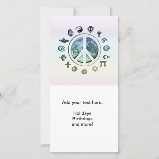 Cartes Pour Fêtes Annuelles Paix mondiale (Devant)