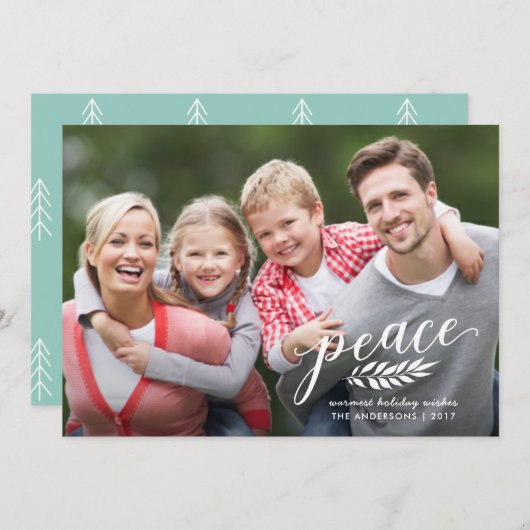 Cartes Pour Fêtes Annuelles Paix Noël manuscrit Script blanc superposition (Devant / Derrière)