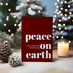 Cartes Pour Fêtes Annuelles Paix personnalisée sur Terre Noël Minimaliste