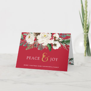 Cartes Pour Fêtes Annuelles Paix rouge et joie Fleur Joyeux Noël