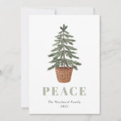 Cartes Pour Fêtes Annuelles Paix Simple Arbre À feuillage persistant de Noël (Devant)