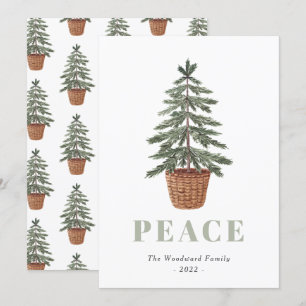 Cartes Pour Fêtes Annuelles Paix Simple Arbre À feuillage persistant de Noël