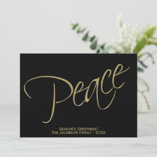 Cartes Pour Fêtes Annuelles Paix. Simple Elegant Black & Gold Photo