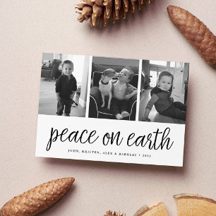 Cartes Pour Fêtes Annuelles Paix sur Terre 3 photos de vacances en noir et b