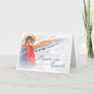 Cartes Pour Fêtes Annuelles "Paix sur Terre" avec scène Angel et Nativité