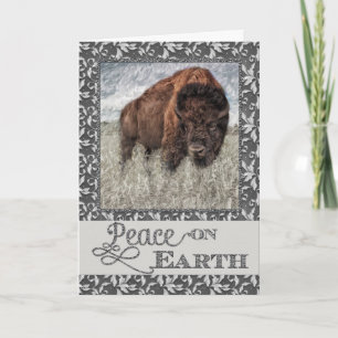 Cartes Pour Fêtes Annuelles Paix sur terre - Buffalo américain - bison