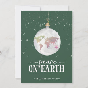 Cartes Pour Fêtes Annuelles Paix sur Terre Globe Orament Vert