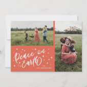 Cartes Pour Fêtes Annuelles Paix sur Terre Lettres Noël Deux photos (Devant)