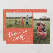 Cartes Pour Fêtes Annuelles Paix sur Terre Lettres Noël Deux photos (Devant / Derrière)