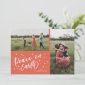 Cartes Pour Fêtes Annuelles Paix sur Terre Lettres Noël Deux photos (Debout devant)