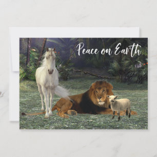 Cartes Pour Fêtes Annuelles Paix sur Terre Lion Agneau Licorne