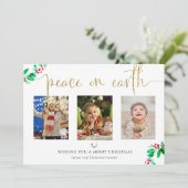 Cartes Pour Fêtes Annuelles Paix sur Terre Noël 3 Photo Aquarelle Wreath (Debout devant)