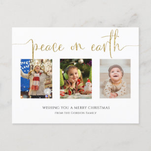 Cartes Pour Fêtes Annuelles Paix sur Terre Noël 3 Photo Collage Parties scinti