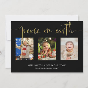 Cartes Pour Fêtes Annuelles Paix sur Terre Noël 3 Photo Collage Parties scinti
