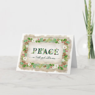 Cartes Pour Fêtes Annuelles Paix sur Terre Noël Rustique Aquarelle Florale